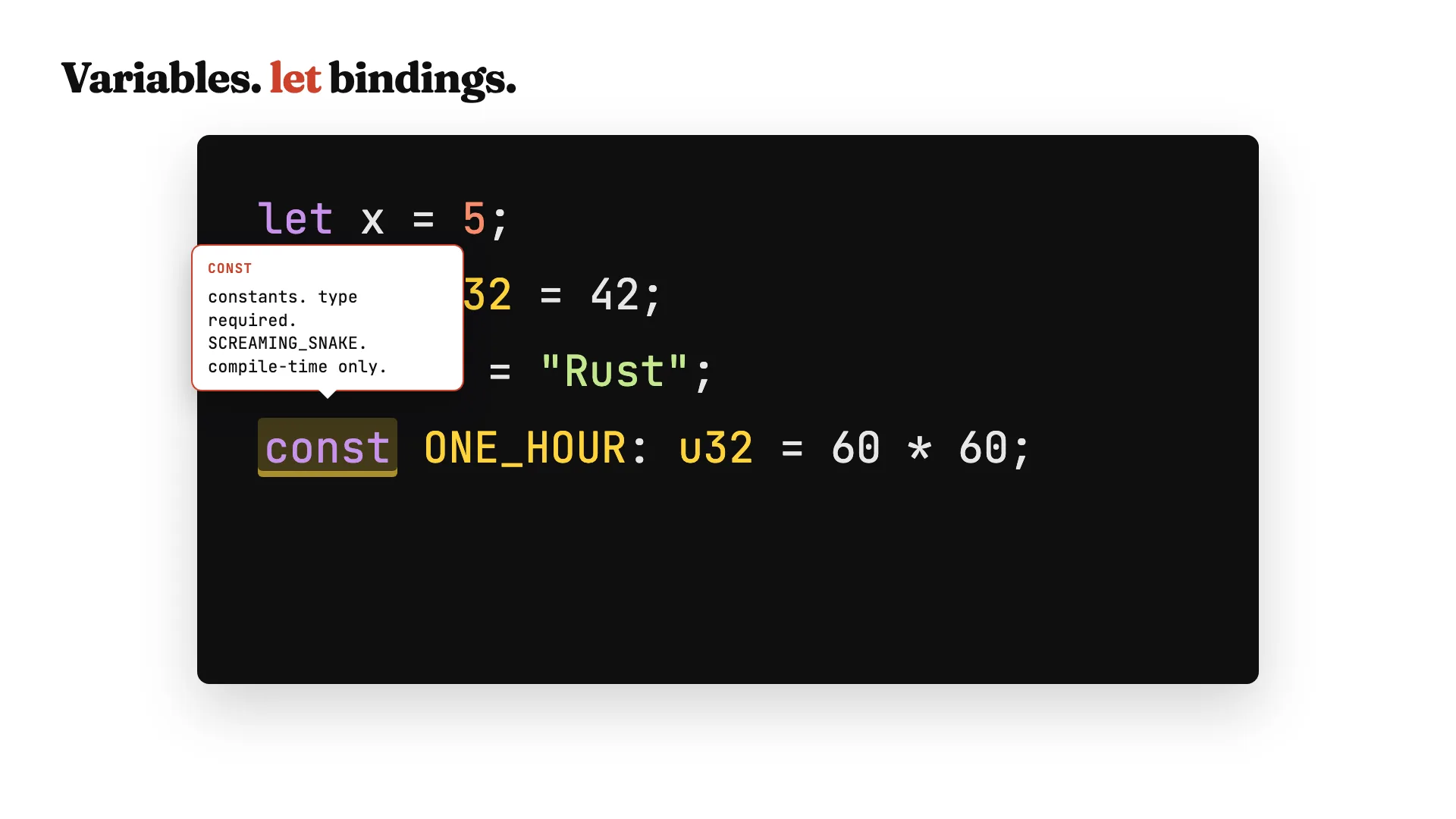 const with required type and SCREAMING_SNAKE_CASE name