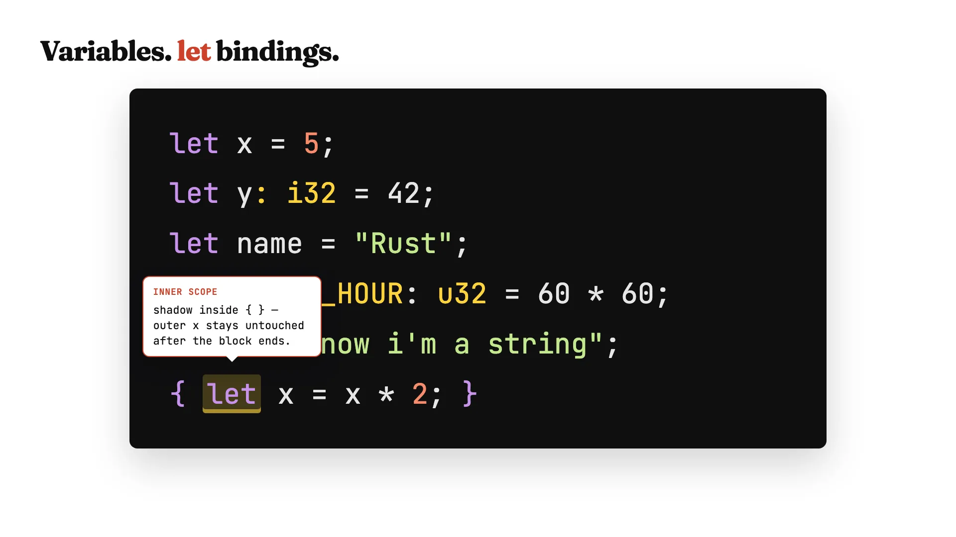 Shadowing: re-declaring a name with let inside a block